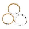 Venta Caliente Transfronteriza Nuevas Letras Redondo Cuentas Pulsera de Cuentas de Cerámica Suave Contraste de Color de Bola Personalizada Moda Tres Piezas Cuerda de Mano