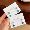 Pendientes Cuadrados de Vidrio de Colores para Mujer con Agujas de Plata, Diseño de Lujo Ligero de Nicho, Pendientes Huazi Geométricos de Personalidad Dopamina