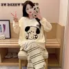 Pijama feminino plus size direto da fábrica/Exportação, manga longa e calça comprida, conjunto de roupa de casa feminino para primavera e outono 110kg
