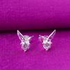 Nuevos Pendientes de Ala de Ángel de Circonita Estilo Europeo y Americano Moda Chapado en Plata Pendientes de Botón para Mujer Versátiles para Uso Diario Populares en Weibo