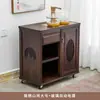 Gabinete de té móvil mesa de té pequeña mesa de bar de té gabinete lateral estante de almacenamiento cubo inferior de madera maciza gabinete de té integrado con tetera