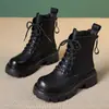 Botas Martin de otoño e invierno, color liso, suela gruesa, estilo británico, con aumento de altura para personas de estatura pequeña, elegantes y versátiles.