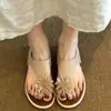Sandalias Anillo para Dedo del Pie de Fuegos Artificiales con Pedrería Retro para Mujer 2026 Verano Nuevos Zapatos Planos Transpirables de Moda Chanclas de Playa