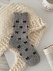 Calcetines de Lana para Mujer de Caña Media Estilo Coreano con Lazo Acolchados Cálidos Gruesos Sin Costuras para Otoño e Invierno