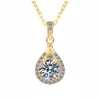 Colar bestseller transfronteiriço em prata de lei s925, banho de ouro 18K, luxo leve, moda, alta qualidade, pingente de moissanita de 1 quilate, corrente para clavícula