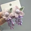 Novos Brincos de Flores com Franjas de Lantejoulas para Mulheres, Modernos e Versáteis, Doces e Femininos, Pedras Coloridas, Brincos e Acessórios de Orelha de Alta Qualidade