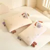 Almofada de trigo sarraceno de algodão lavável de desenho animado para crianças para jardim de infância, fronha de cachorrinho com óculos bordados, enchimento de almofada, suporte para pescoço