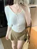 Blusa de Tricô com Botões Canelada para Ajuste na Cintura e Mangas Morcego para Mulheres, Nova Moda Coreana de Verão 2026 Design de Nicho