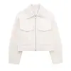Ropa de Mujer Transfronteriza al por Mayor Moda Otoño e Invierno Chaquetas de Lana con Solapa Versátiles Casuales Holgadas Cortas Estilo Europeo y Americano