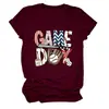 Amazon eBay site independente moda casual feminina dia de jogo luva de beisebol camiseta gola careca manga curta