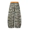 Pantalones de chándal Camuflaje con Cintura Doble de Bloques de Color para Hombre, Marca de Tendencia Europea y Americana, Corte Holgado, Diseño Único, Pantalones Largos de Pierna Ancha