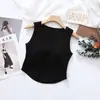 Venta al por mayor de chaleco de cola de golondrina de estilo nuevo para primavera y verano con almohadillas para sujetador y copa incorporadas, top corto para mujer