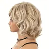 Cobertura de cabeça para cabelo cacheado da moda europeia e americana, destaque, peruca loira mista, cobertura de cabeça, peruca de cabelo cacheado média e longa, cobertura de cabeça completa