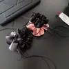 Elástico Elegante Coreano de Seda Satinada con Flor Grande para el Cabello con un Toque de Lujo para Mujeres, Adecuado para Peinados de Moño Bajo
