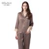 Pijama de Seda Primavera e Verão Transfronteiriço de Comércio Exterior para Mulheres, Conjunto de Roupa de Casa de Manga Longa e Calça Longa 100% Seda de Amora de Alta Qualidade