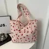 Bolso tote de pana a cuadros con diseño estampado, nuevo estilo 2026, gran capacidad, bolso de hombro de lona y pana