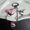 Diseño original colgante de corazón pintado en plata cadena de hueso de serpiente correa para teléfono llavero de coche accesorio de decoración para bolso