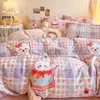 Jialiya Juego de Cuatro Piezas de Terciopelo de Leche Engrosado de Alto Peso Juego de Ropa de Cama de Terciopelo Doble Cara con Estampado Invernal de Campo