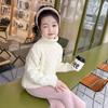 Suéter de Punto de Invierno 2025 para Bebé Niña, de Terciopelo con Lunares, Diseño Retorcido de Cuello Alto, Una Pieza, Moda Nueva, Tendencia
