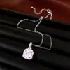 Aretes, collar y anillo de moda cuadrados de circón con pasador de plata, conjunto de joyería de lujo ligero, de alta gama, simple, versátil, exquisito