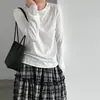 Camiseta básica de manga larga con dobladillo enrollado Dongdaemun coreana para mujer, nueva de otoño, suave y agradable para la piel, top de camiseta base