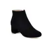 Botines de otoño e invierno con cremallera lateral, tacón grueso, color liso, para mujer, tallas 33-43, zapatos de mujer para dropshipping de comercio exterior