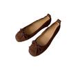 2026 Nuevo Estilo Zapatos Planos Estilo Ballet Redondos Pequeños con Lazo, Zapatos Individuales Suaves de Boca Baja para Mujer, Zapatos Planos de Ballet Color Rojo Otoño