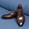 Zapatos de Cuero Casual Vintage Hechos a Mano con Punta Redonda Moda Slip-on Perezosos para Hombre Mocasines British Penny