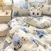 Novo Conjunto de Quatro Peças de Caxemira Vegetal Escovada para Quarto de Casa, Capa de Edredom Espessa, Lençol de Cama, Conjunto de Roupa de Cama de Três Peças para Dormitório Estudantil