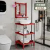 Estante de lavabo de pie para uso doméstico, estante de almacenamiento antiguo, estante de lavabo de acero inoxidable para baño, de pie, rústico, moderno