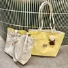 Bolsa feminina moderna e versátil, novo modelo transfronteiriço, bolsa de lona casual de grande capacidade para o dia a dia, bolsa tote simples de cor sólida dupla face