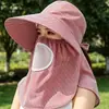 Sombrero Nuevo Estilo Primavera y Verano con Protección Solar para Mujer, Sombrilla para Ciclismo, Sombrero Solar Anti-UV, Sombrero de Té para Recoger con Cobertura Facial y de Cuello para Mujer