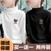 Y2120# Camiseta Masculina de Veludo Dupla Face Gola Semi-alta Camisa Base Nova Outono/Inverno Camiseta Masculina de Manga Longa