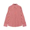 Comercio Exterior Otoño 2026 Nuevo Estilo Europeo y Americano Moda Femenina Casual Manga Larga Cuello Camisero Color de Contraste Rayada Camisa 3564158