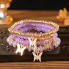 Pulsera de Moda con Colgante de Mariposa para Mujer, Elástica Multicolor de Múltiples Capas Set de 4 Piezas Pulsera al por Mayor, Fuente de Venta Caliente de Aliexpress