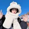 Bonito Sombrero de Oso para Mujer, Nuevo Estilo de Invierno, Felpa, Cortavientos, Engrosado, Cálido, Adelgazante de Rostro, Protector de Orejas, Gorro Bufanda