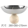 Estilo Wabi-Sabi Imitação de Travertino Bola Alta Prato de Frutas Ornamento Nórdico Luxo Leve Aço Inoxidável de Alta Qualidade Tigela de Frutas Ornamento para Mesa de Café