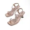 Sandalias de Tacón Alto con Pedrería Nuevas de Verano 2026 para Mujer, Estilo Europeo y Americano, para Uso en Exteriores, Estilo Francés, Versátiles, Modernas, Sandalias de Alta Gama
