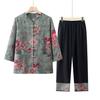 Set de Cárdigan Casual de Verano de Estilo Chino para Mamá, Ropa de Descanso Holgada y a la Moda que se Puede Usar en el Exterior, Top y Pantalones