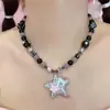 Collar Flor Dopamina Azul para Mujer 2025 Nuevo Estilo Caliente Diseño con Sentido Cadena de Clavícula Apilada con Perlas para Mujer