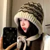 Gorro de Invierno Bolsa Sombrero Sombrero Tejido de Doble Propósito Invierno Cálido Protección para las Orejas Exterior Lana Forrado con Vellón Sombrero Tejido a Prueba de Viento
