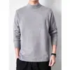Suéter de malha com gola alta para outono e inverno para homens, pulôver, caimento justo, estilo coreano, peça básica lisa moderna e casual para jovens