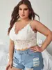 Lencería de encaje con escote en V para tallas grandes, camisola sexy sin espalda transfronteriza europea y americana para dormir, personalizada por fábrica de lencería de Foshan
