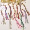 Colgante de Hilo de Algodón con Borla Arcoíris Brillante y Etéreo para Bolsos, Llaveros, Lanyards de Teléfono para Coche, Decoración