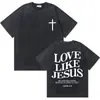[Lavado Transfronterizo] Camiseta Lavada Glory Moda de Verano para Hombres y Mujeres Cruz