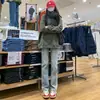 Jeans Reto Skinny de Cor Clara Plus Size para Mulheres, Outono 2025 Novas Calças Cigarette Slim de Cintura Alta Emagrecedoras Petite para Mulheres