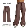 Ilha Cai Xiang Customização Cruzada Primavera e Outono Bainha Desfiada Calças Casuais para Homens e Mulheres, Estilo Americano Marca da Moda Calças de Moletom Retas Pura Algodão para Homens