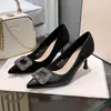 Zapatos de Mujer de Gama Alta de Nicho Estilo Francés Modelo Nuevo Primavera y Otoño 2026 con Tacones Finos, Puntas Puntiagudas, Zapatos de Trabajo con Hebilla Cuadrada, Elegantes Tacones Altos
