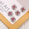 Celebridad de Internet Popular Buccellati Arte de Uñas Joyería Diamante Esmeralda Trébol de Cuatro Hojas Adorno de Diamante para Uñas Verde Oscuro Estilo Palacio Retro