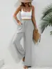 Moda Europea y Americana para Mujer Amazon Tiktoktemu Primavera y Verano 2026 Nuevos Pantalones de Pierna Ancha de Color Sólido Versátiles Pantalones Casuales